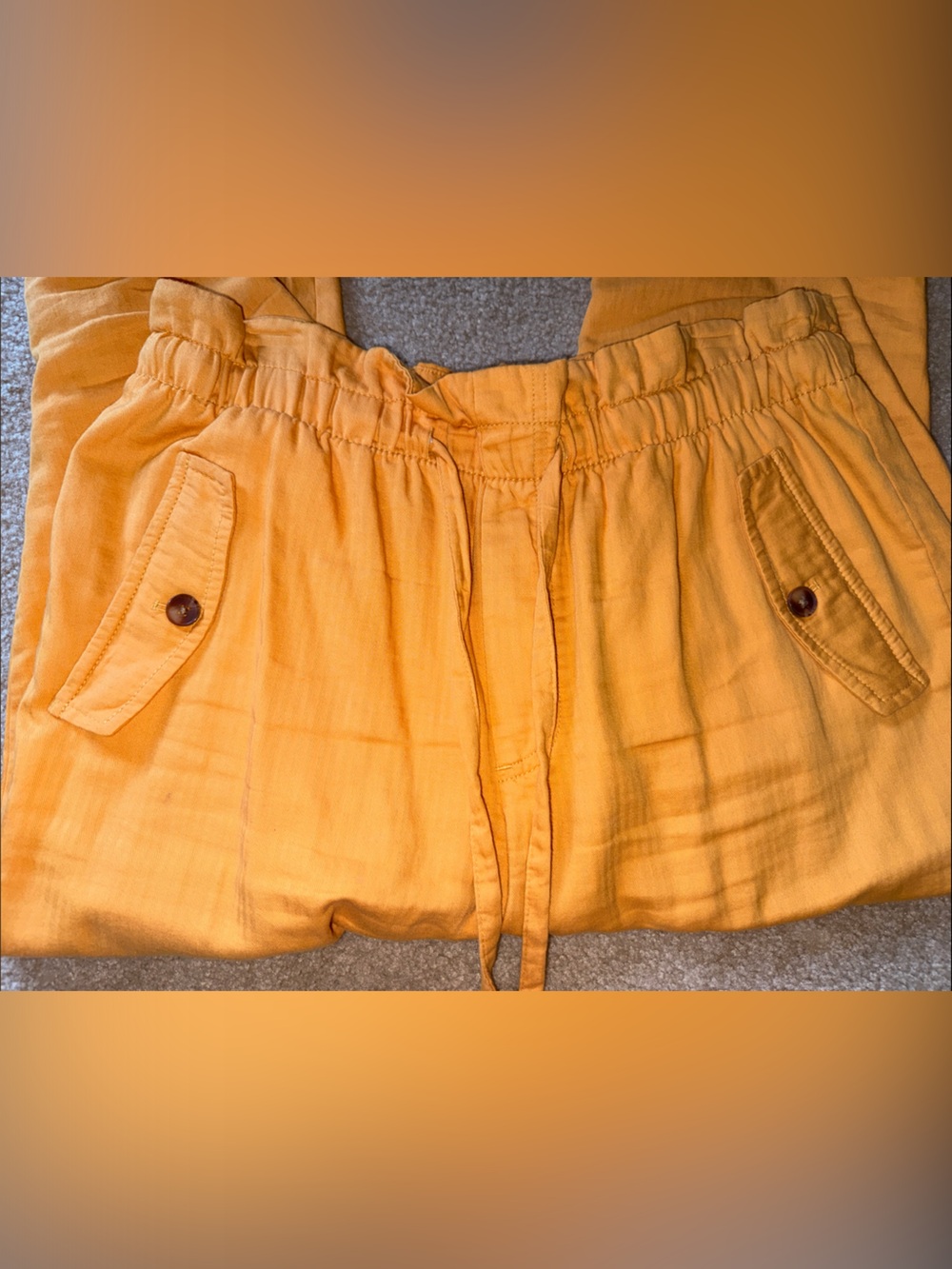 Women’s Lightweight Mustard Drawstring Pants - Picture 2 of 4